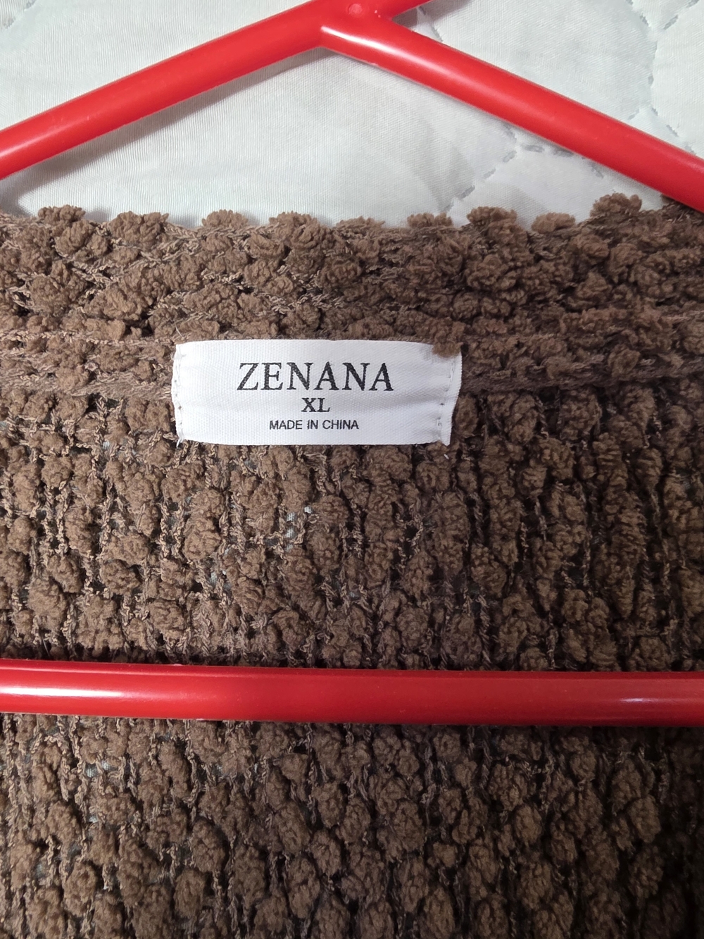 Zenana Outfitters Brown Cozy Popcorn Knit Button-Front Sweater Sz XL - Picture 9 of 9